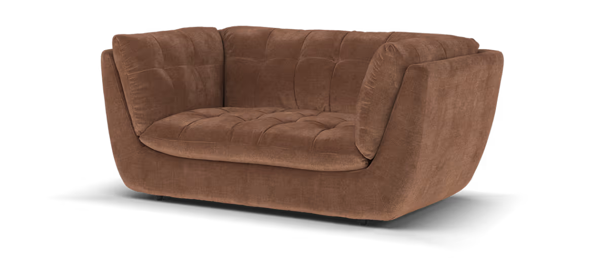 Sofology The Cocoon Fabric 2 Seater in Relaxed Chenille Burnt Sienna