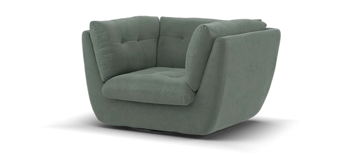Sofology The Cocoon Fabric Swivel Chair in Mineral Green