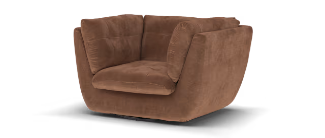 Sofology Cocoon Fabric Swivel Chair in Relaxed Chenille Burnt Sienna