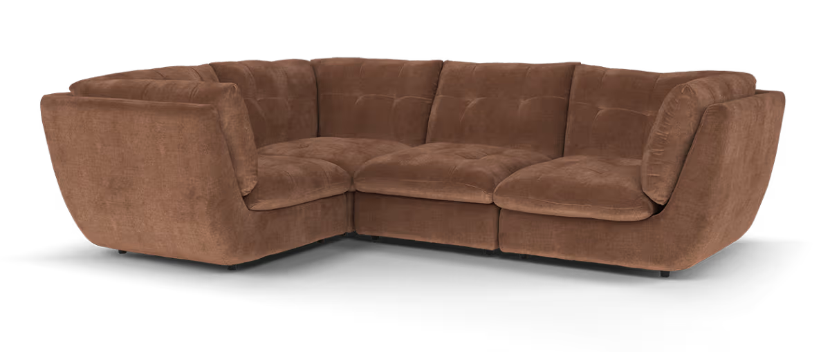 Sofology Cocoon Fabric 1 Corner 3 in Relaxed Chenille Burnt Sienna