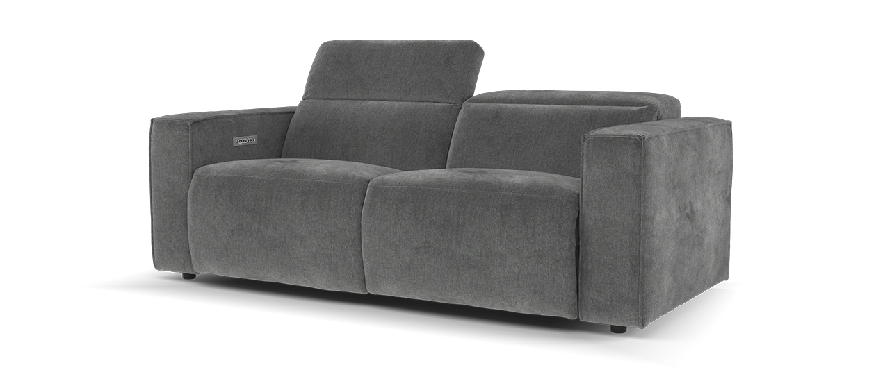 Sofology Horizon Fabric 2.5 Seater Power Recliner/Headrest in Textured Chenille Charcoal