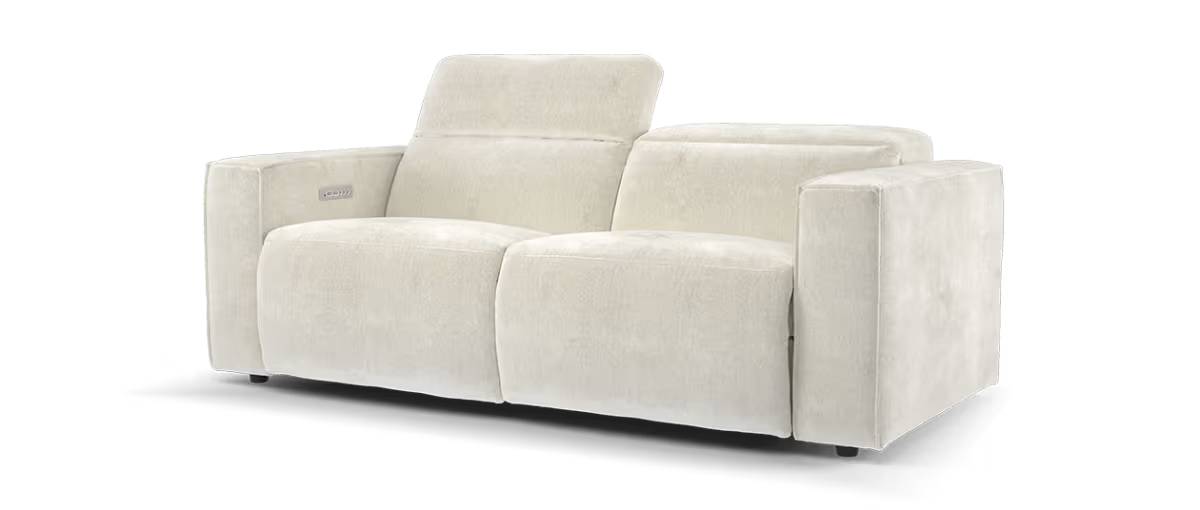 Sofology Horizon Fabric 2.5 Seater Power Recliner/Headrest in Textured Chenille Stone