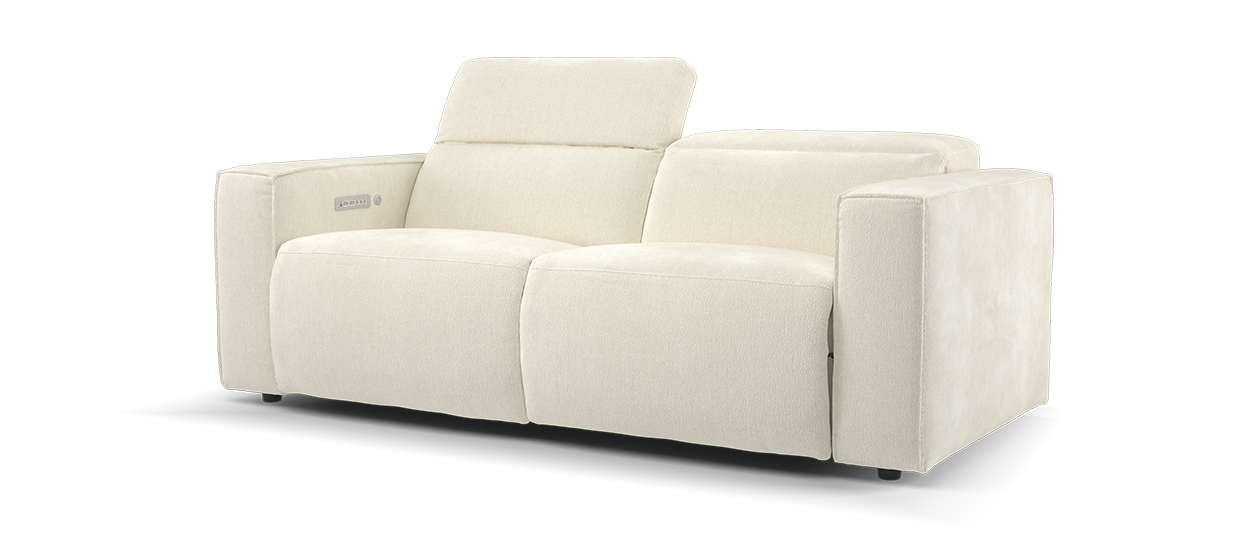Sofology Horizon Fabric 2.5 Seater Power Recliner/Headrest Heated Seat in Textured Chenille Oyster