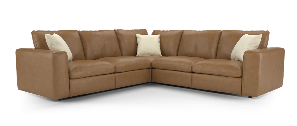 Sofology Retreat Leather 2 Corner 2 in Relaxed Soft Tan Mix