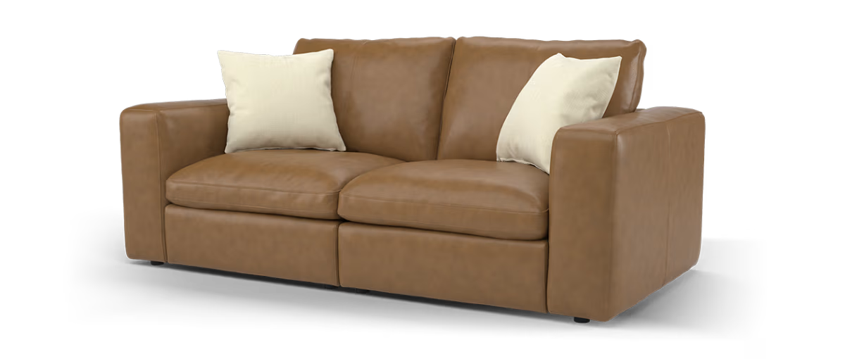 Sofology Retreat Leather 2 Seater in Relaxed Soft Tan Mix