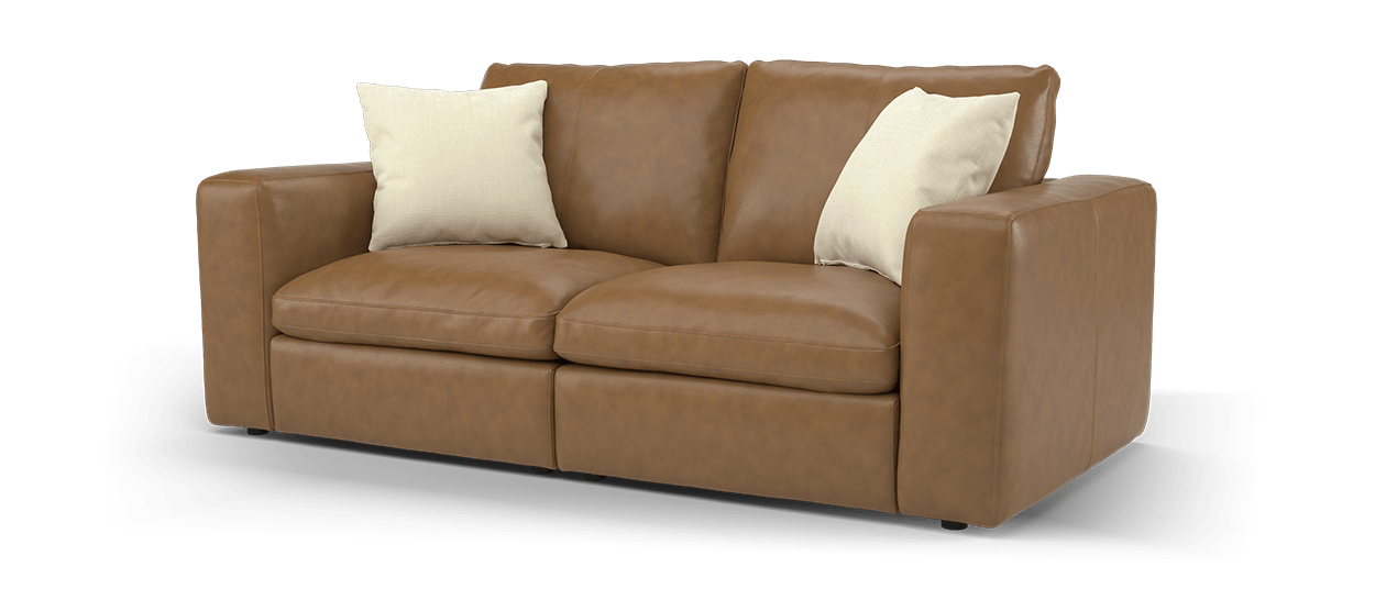 Sofology Retreat Leather 2 Seater in Relaxed Soft Tan Mix