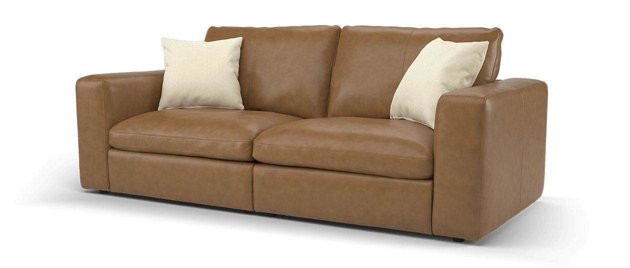 Sofology Retreat Leather 3 Seater in Relaxed Soft Tan Mix
