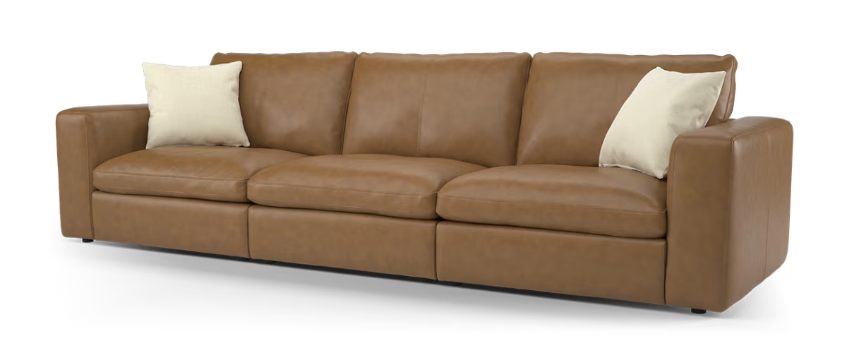 Sofology Retreat Leather 4 Seater in Relaxed Soft Tan Mix