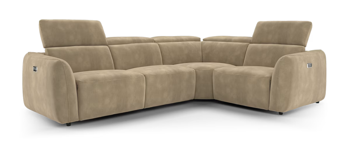 Sofology Serene Fabric 3 Corner 1 Power Recliner/Headrest in Lifestyle Mottled Latte