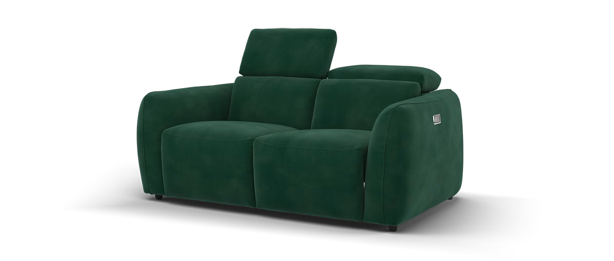 Sofology the Serene Fabric 2 Seater Power Recliner/Headrest in Lifestyle Mottled Dark Green