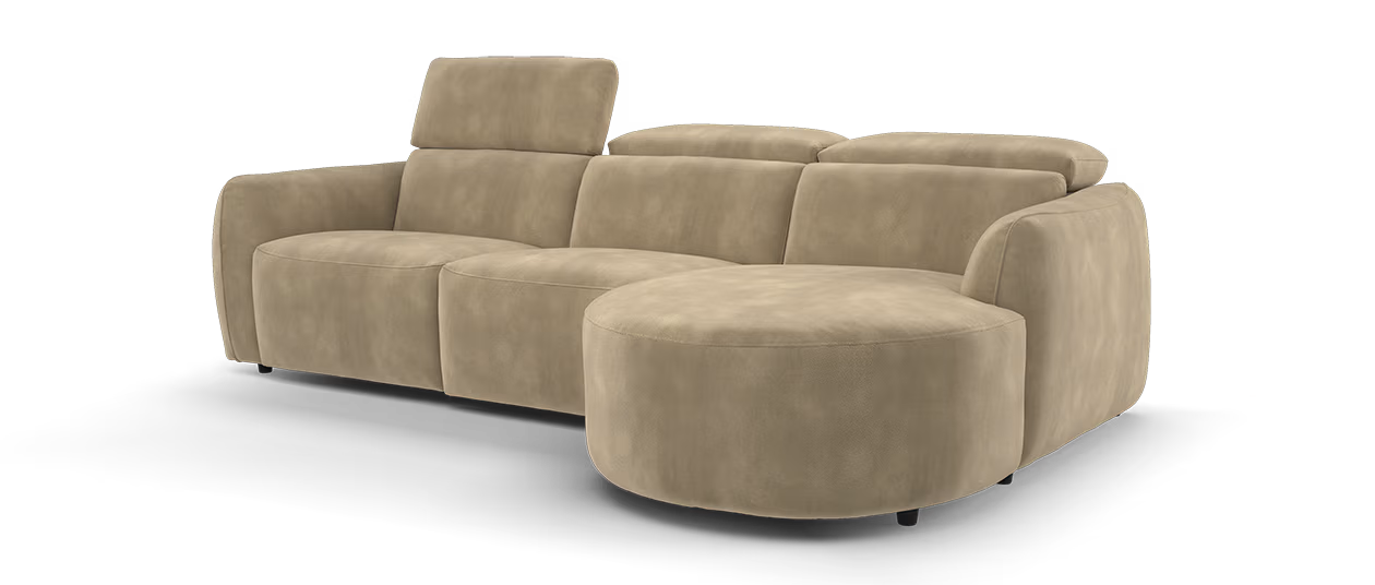 Sofology Serene Fabric 3 Seater Chaise Power Recliner/Headrest in Lifestyle Mottled Latte