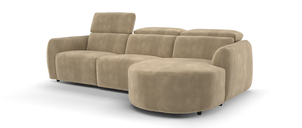 Sofology Serene Fabric 3 Seater Chaise Power Recliner/Headrest in Lifestyle Mottled Latte