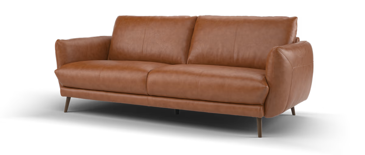 Sofology Adler Leather 3 Seater in Relaxed Soft Amber