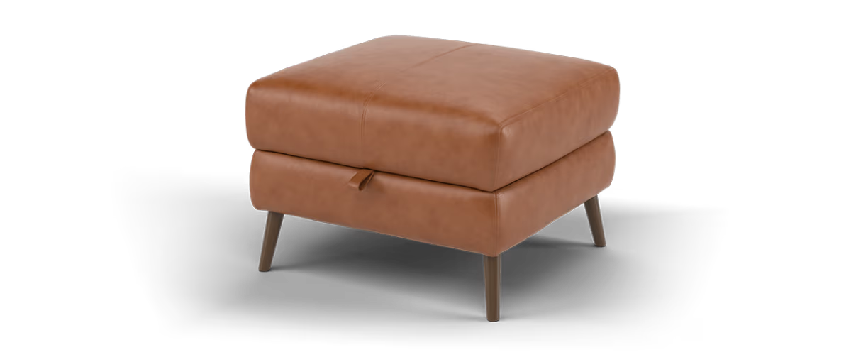 Sofology Adler Leather Storage Footstool in Relaxed Soft Amber