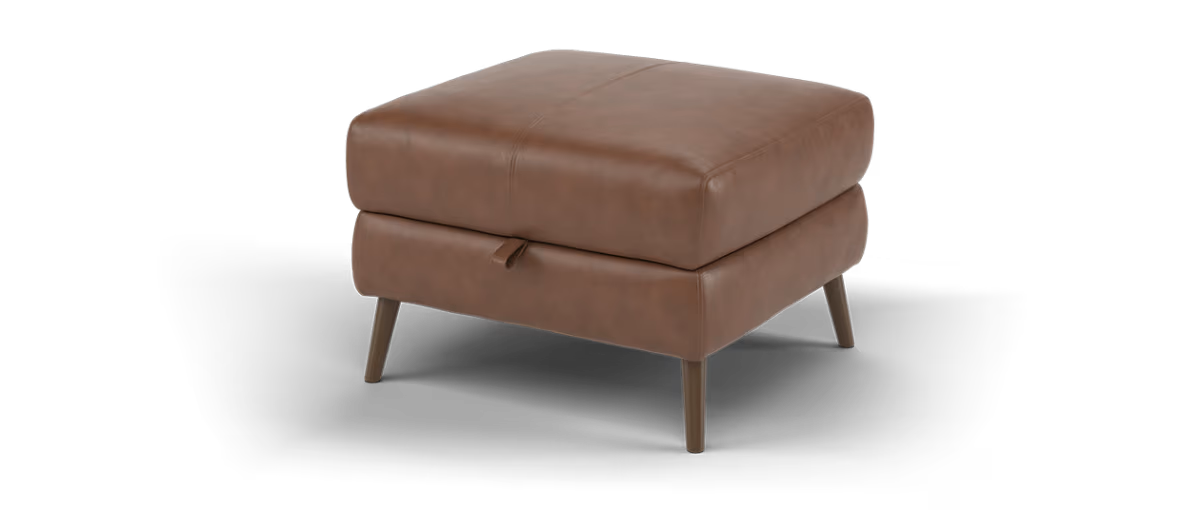 Sofology Adler Leather Storage Footstool in Relaxed Soft Brown