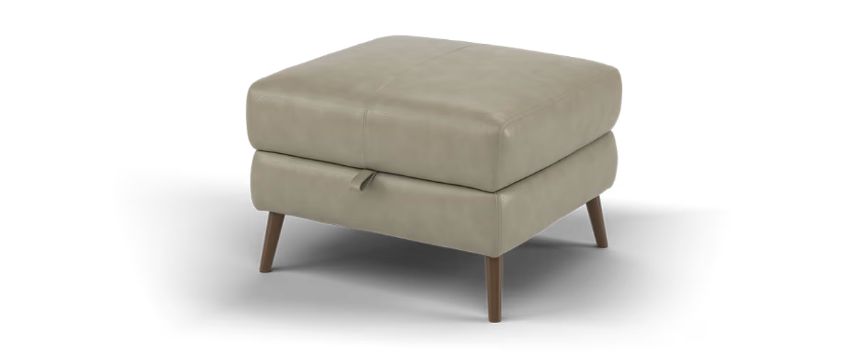 Sofology Adler Leather Storage Footstool in Relaxed Soft Stone