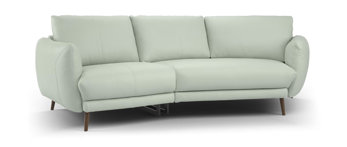Sofology Adler Leather 3 Seater Asymmetric in Trusty Matt Light Grey