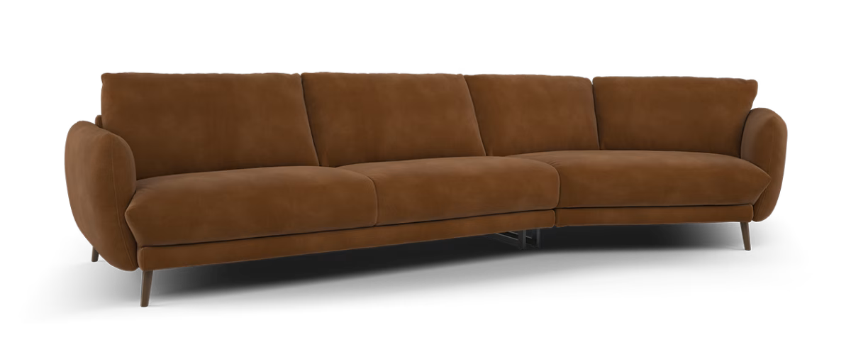 Sofology Adler Fabric 4 Seater Asymmetric in Lifestyle Mottled Rust