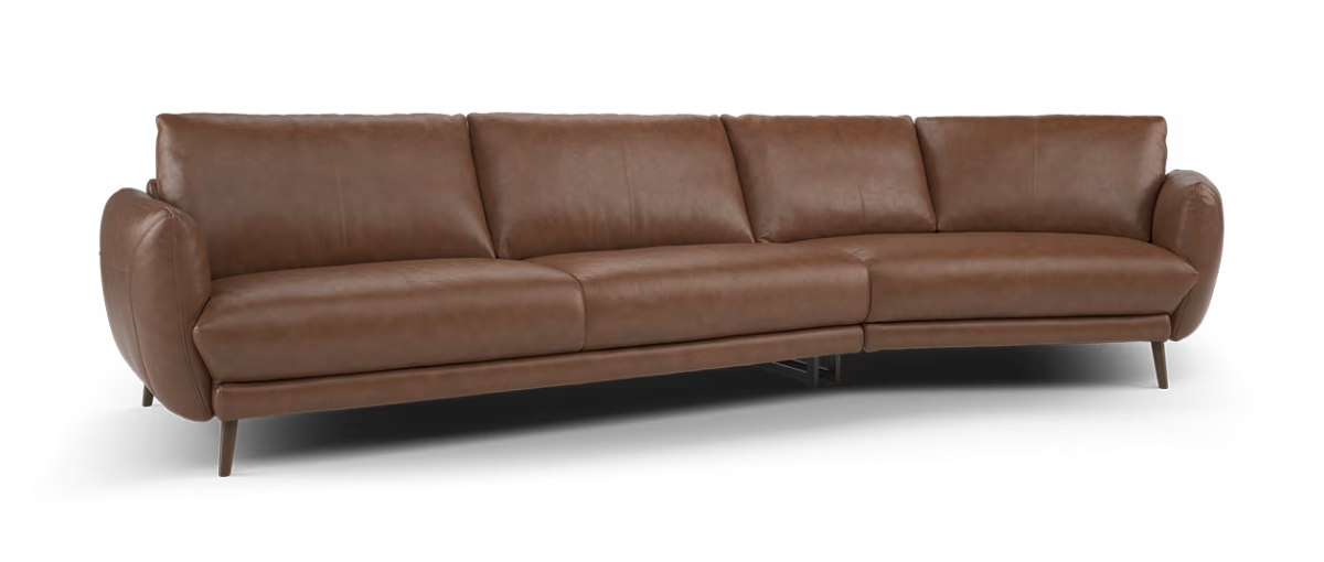 Sofology Adler Leather 4 Seater Asymmetric in Relaxed Soft Brown