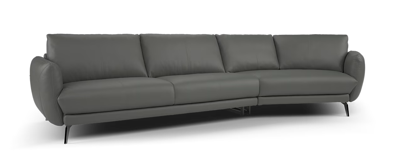 Sofology Adler 4 Seater Asymmetric in Trusty Matt Leather Charcoal