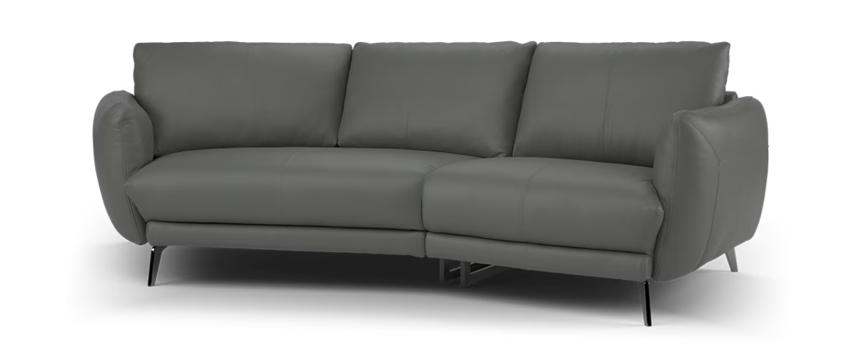 Sofology Adler Leather Asymmetric 3 Seater in Trusty Matt Charcoal