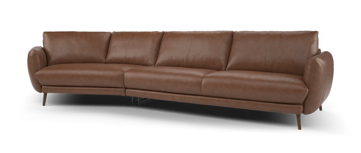 Sofology Adler Leather Asymmetric 4 Seater in Relaxed Soft Brown