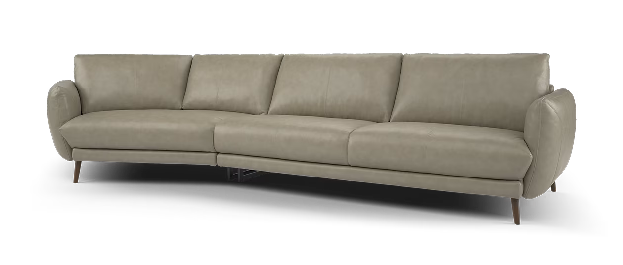 Sofology Adler Leather Asymmetric 4 Seater in Relaxed Soft Stone