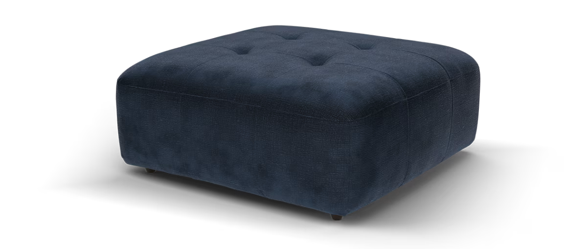 Sofology Flex Fabric Footstool in Heavy Textured Chenille Navy