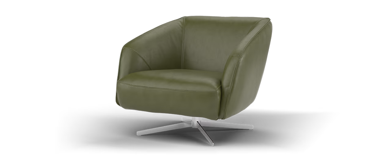 Sofology Adler Leather Swivel Chair in Relaxed Soft Olive