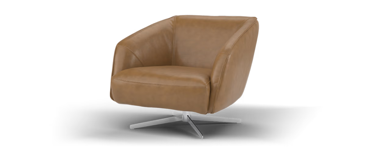 Sofology Adler Leather Swivel Chair in Relaxed Soft Tan