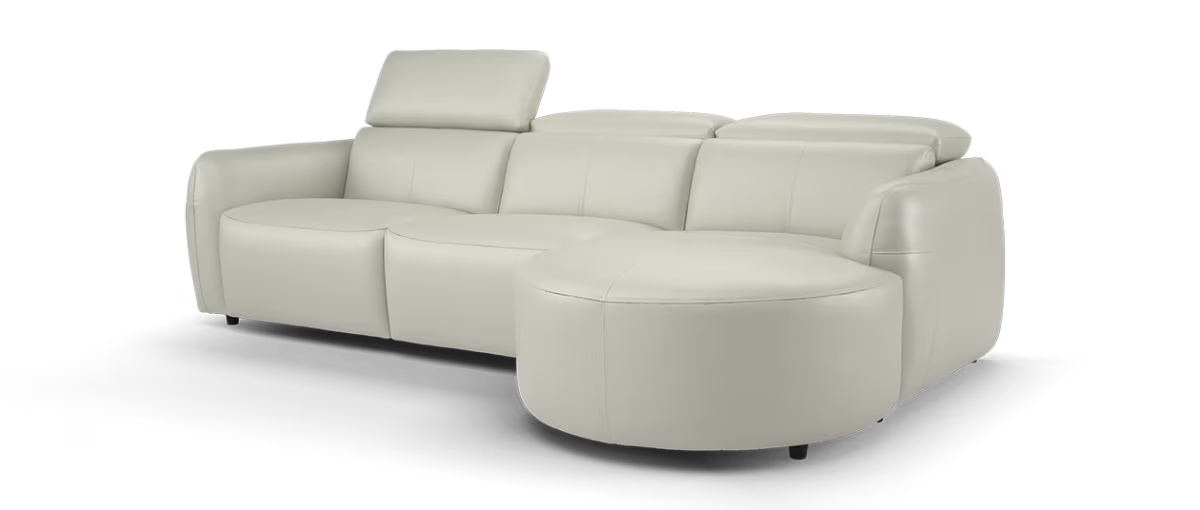Sofology Serene Leather 3 Seater Chaise Power Recliner in Trusty Matt Stone
