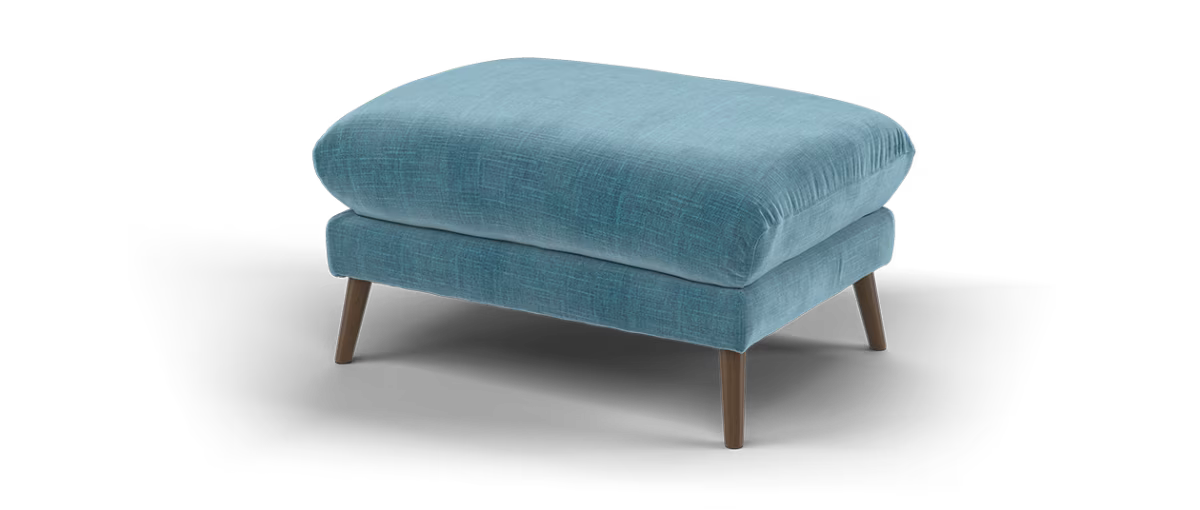 Sofology Adler Fabric Designer Footstool in Casual Chenille Denim