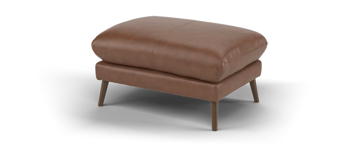 Sofology Adler Leather Designer Footstool in Relaxed Soft Brown