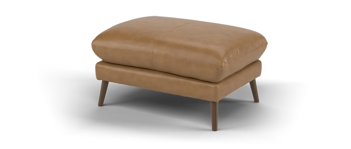 Sofology Adler Leather Designer Footstool in Relaxed Soft Tan