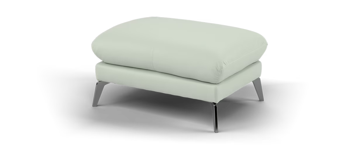 Sofology Adler Leather Designer Footstool in Trusty Matt Light Grey