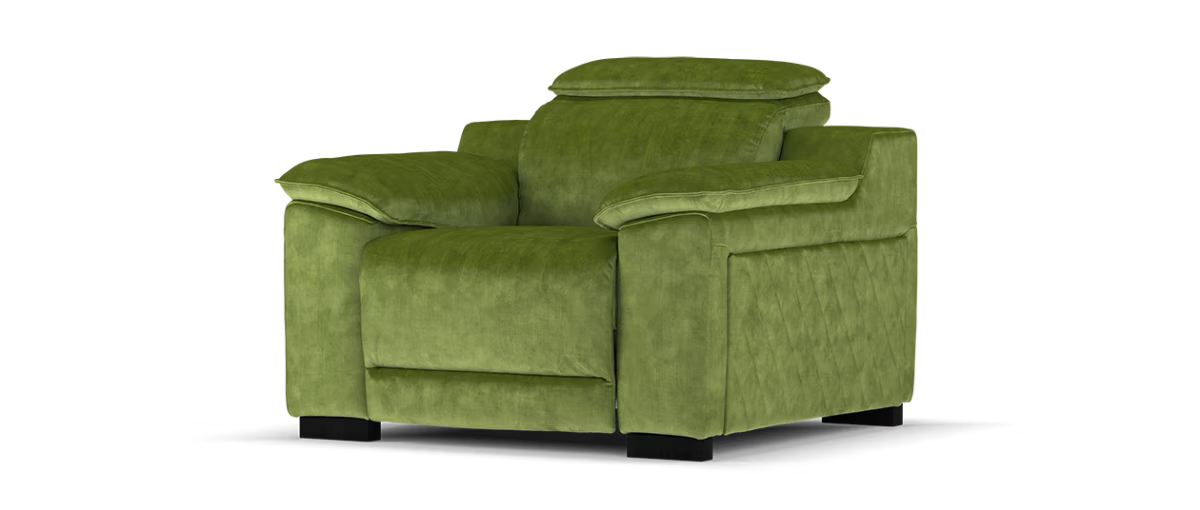 Sofology Benz Fabric Chair Power Recliner/Headrest in Heritage Velvet Olive