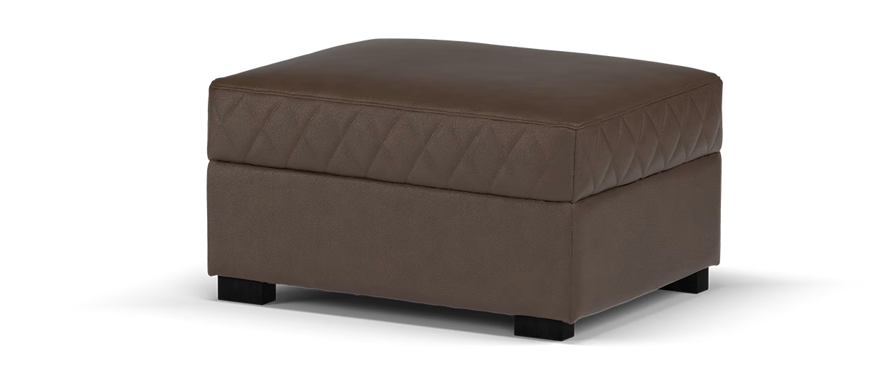 Sofology Benz Designer Footstool with Dark Wood Feet in Trusty Sheen Leather Chocolate