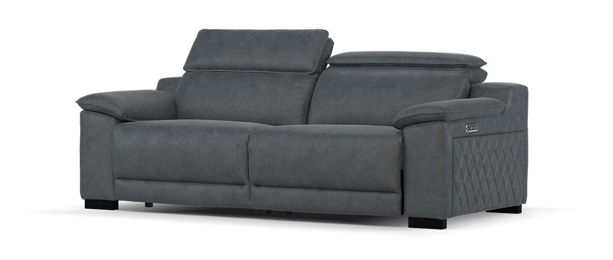 Sofology Benz Fabric 3 Seater Power Recliner/Headrest in Lifestyle Flecked Charcoal