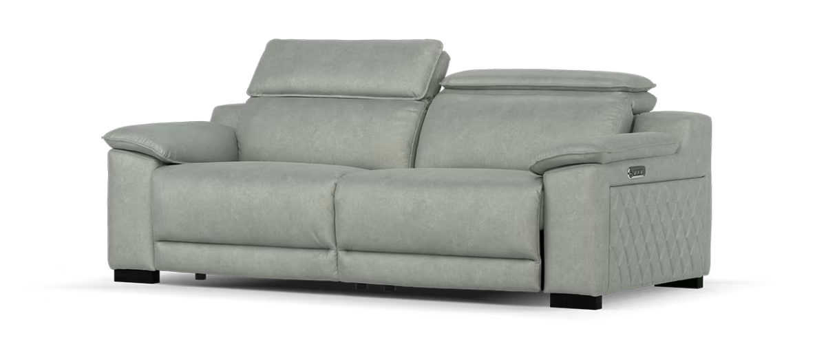 Sofology Benz Fabric 3 Seater Power Recliner/Headrest in Lifestyle Flecked Stone