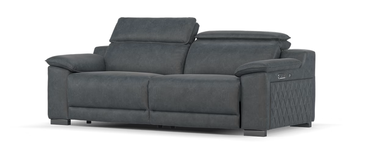 Sofology Benz Fabric 3 Seater Power Recliner/Headrest Heated Seats in Lifestyle Flecked Charcoal