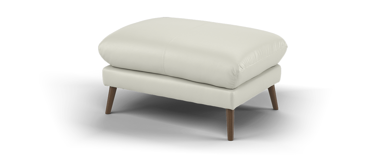 Sofology Adler Leather Designer Footstool In Trusty Matt Leather Stone