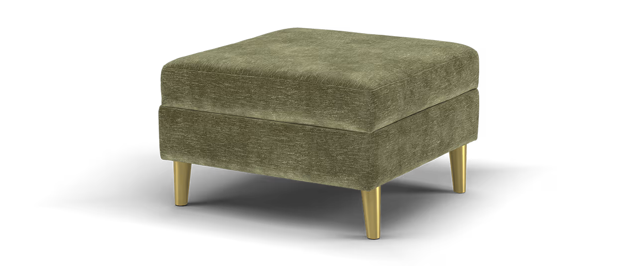 Sofology The Hackney Footstool in Linen Look Chenille Olive Green All Over
