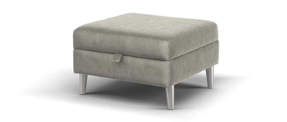 Sofology Hackney Fabric Storage Memory Foam Footstool in Lifestyle Dapple Silver