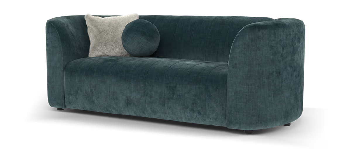 Sofology Fitzrovia Fabric 2 Seater in Luxury Chenille Teal Mix Without Trim