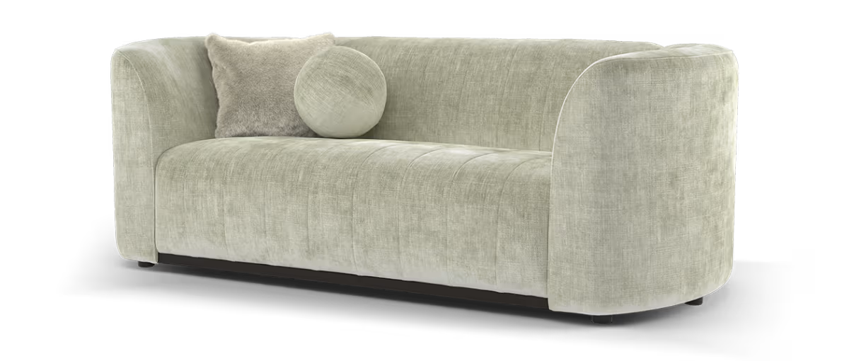 Sofology Fitzrovia Fabric 2 Seater in Luxury Chenille Linen Mix With Dark Wood Trim