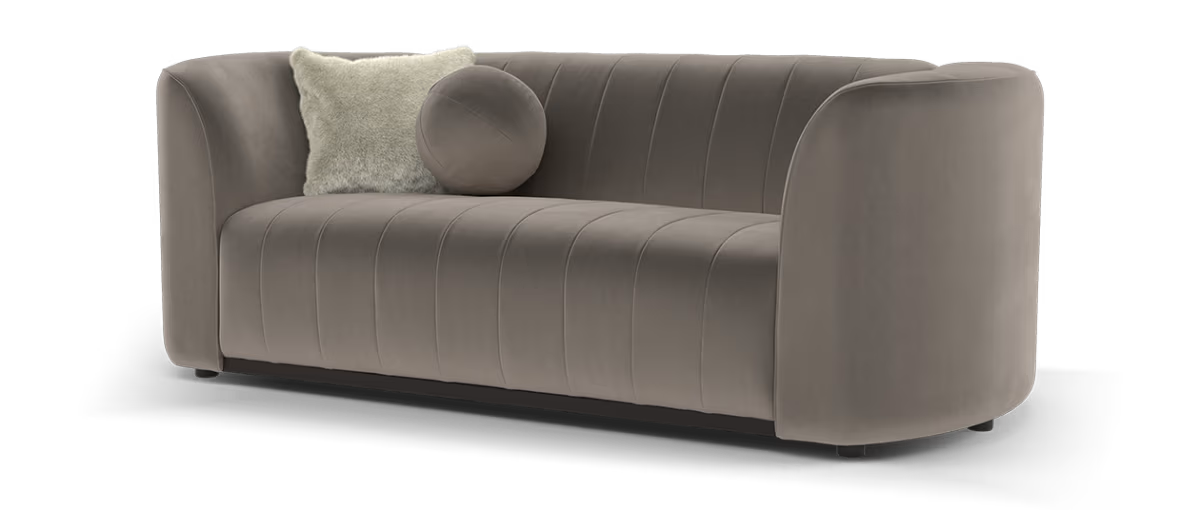 Sofology Fitzrovia Fabric 2 Seater Dark Wood Trim in Matt Velvet Mole Mix