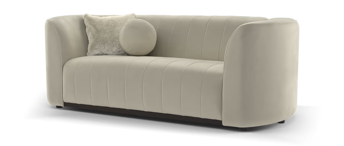 Sofology Fitzrovia Fabric 2 Seater in Matt Velvet Stone Mix With Trim