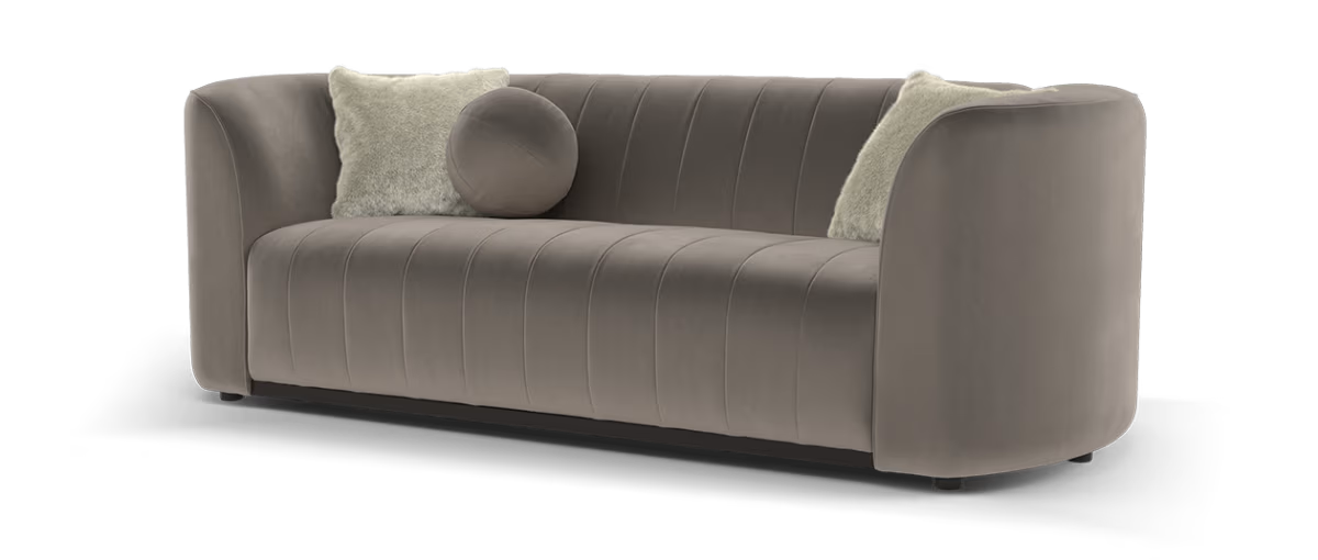 Sofology Fitzrovia Fabric 3 Seater in Matt Velvet Mole Mix with Trim
