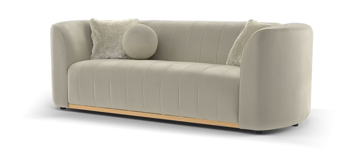 Sofology Fitzrovia Fabric 3 Seater in Matt Velvet Stone Mix with Trim