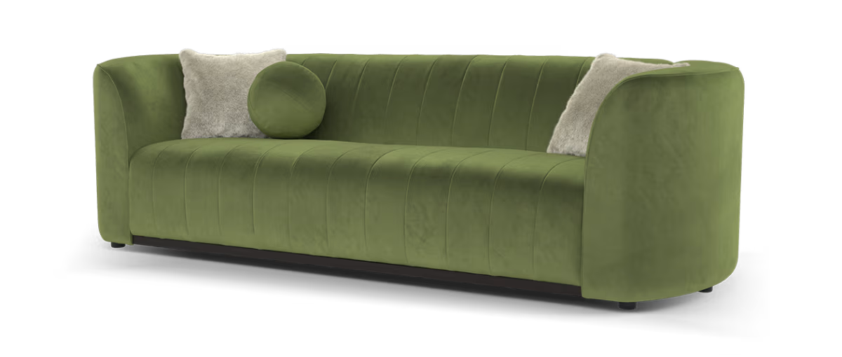 Sofology The Fitzrovia Fabric 4 Seater in Matt Velvet Olive Mix With Trim